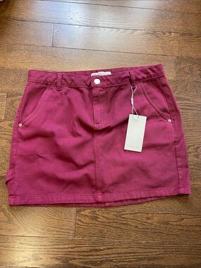 TRAMA jeans Cherry Elis  Mini Skirt with Front Pockets, made in Brazil